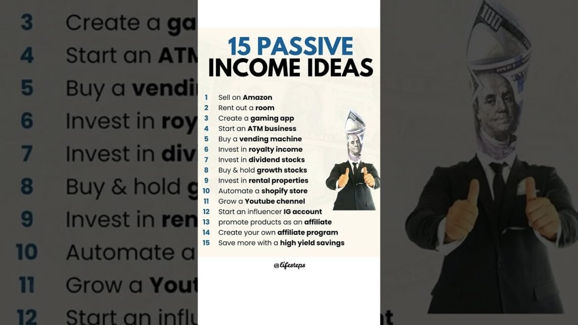 😎15 Passive Income Ideas: Amazon, rent room, Gaming App, atm business, royalty income🎯 #passive #tip