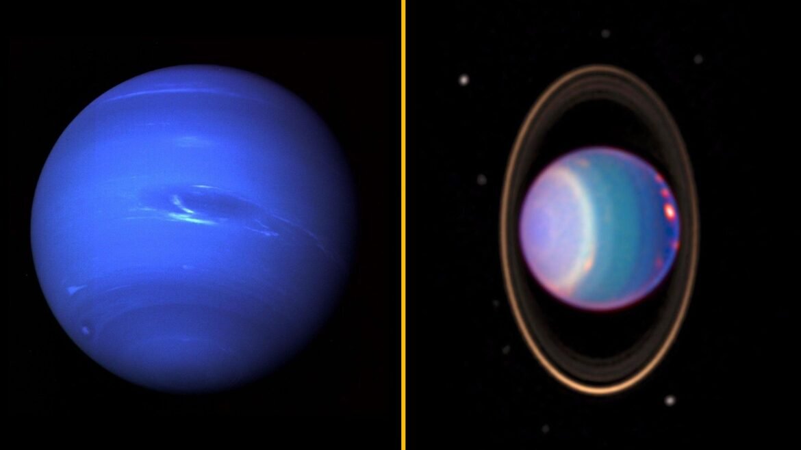 Neptune (left) and Uranus (right) might be rockier than they seem