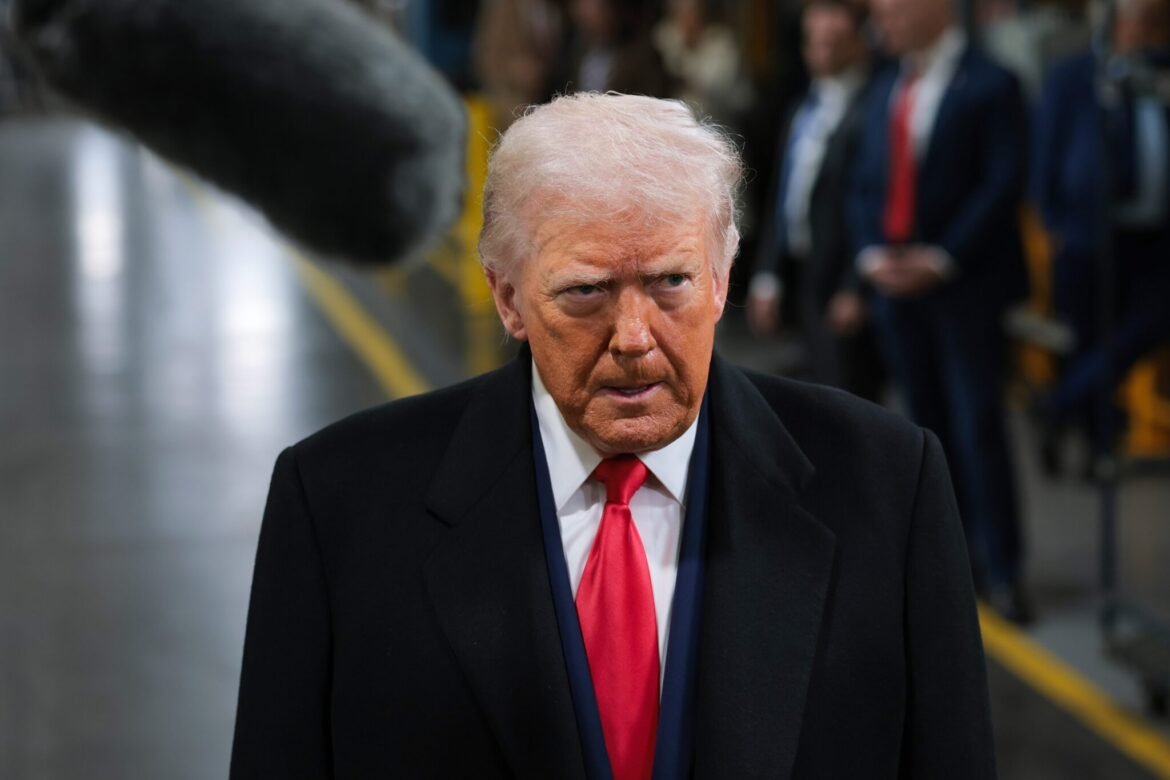 President Donald Trump tours the assembly line at the Ford River Rouge Complex on Jan. 13, 2026 in Dearborn, Michigan. (Photo by Anna Moneymaker/Getty Images)