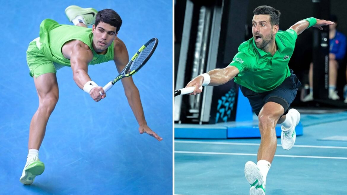 Carlos Alcaraz and Novak Djokovic will compete for the Australian Open title on Sunday in Melbourne.
