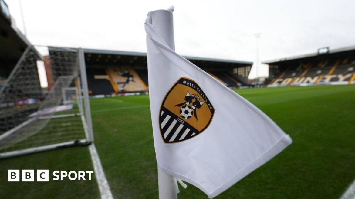 A corner flag with the Notts County badge inside Meadow View