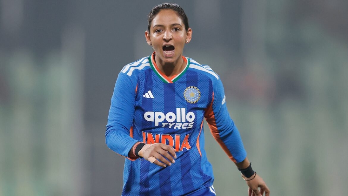Harmanpreet Kaur of India during the 5th T20I match between India and Sri Lanka at Greenfield International Stadium, Thiruvananthapuram, India, on December 30, 2025. (CREIMAS for BCCI)