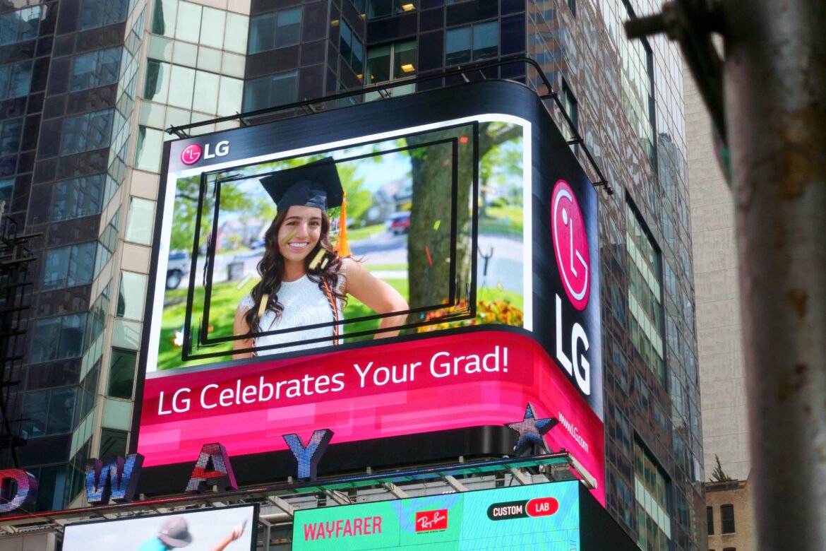Englewood Cliffs-based LG Electronics USA celebrated 2020 grads at the beginning of July with an electronic billboard display in the heart of Times Square in New York City that showed off photos of New Jersey and New York graduates.
