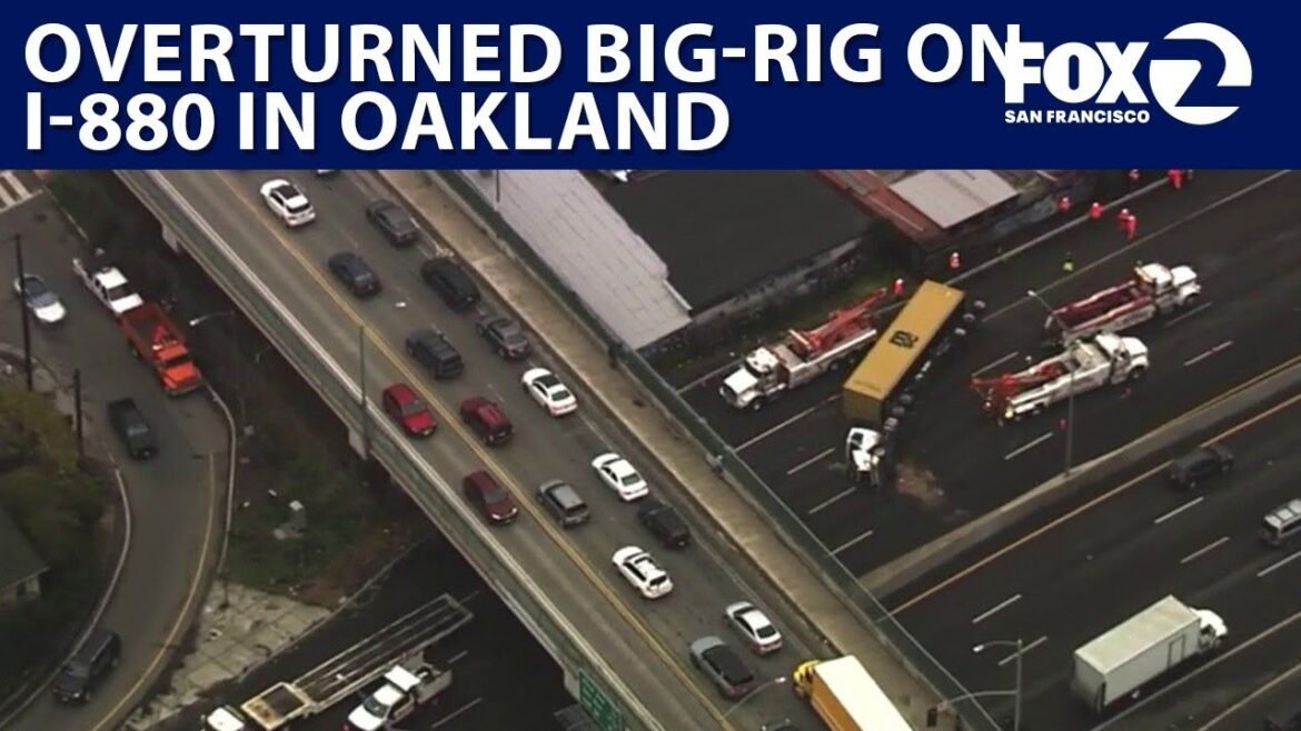 LIVE: Overturned tractor trailer on I-880 in Oakland