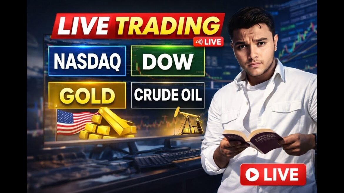 Live Trading Nasdaq, Gold, Dow, S&P 500 and Crude Oil