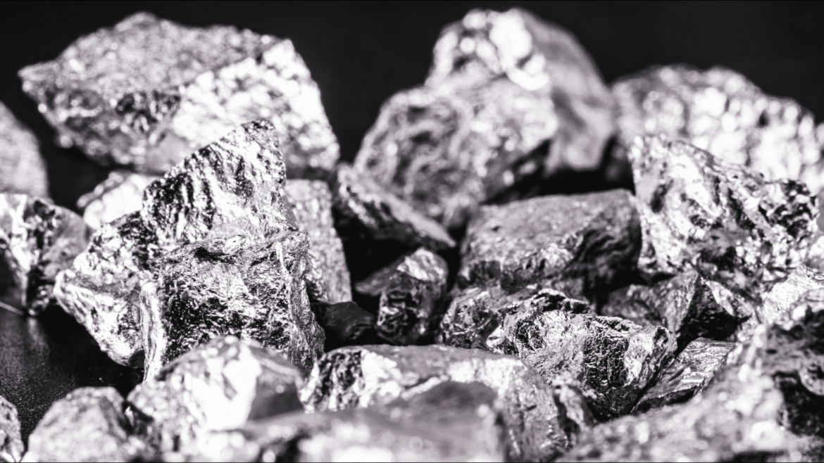 close up of iridium, a shiny, chrome-colored metal 