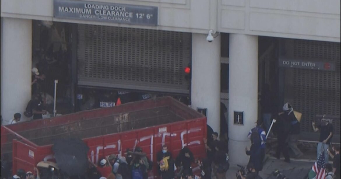 Protesters clash with federal agents in downtown Los Angeles