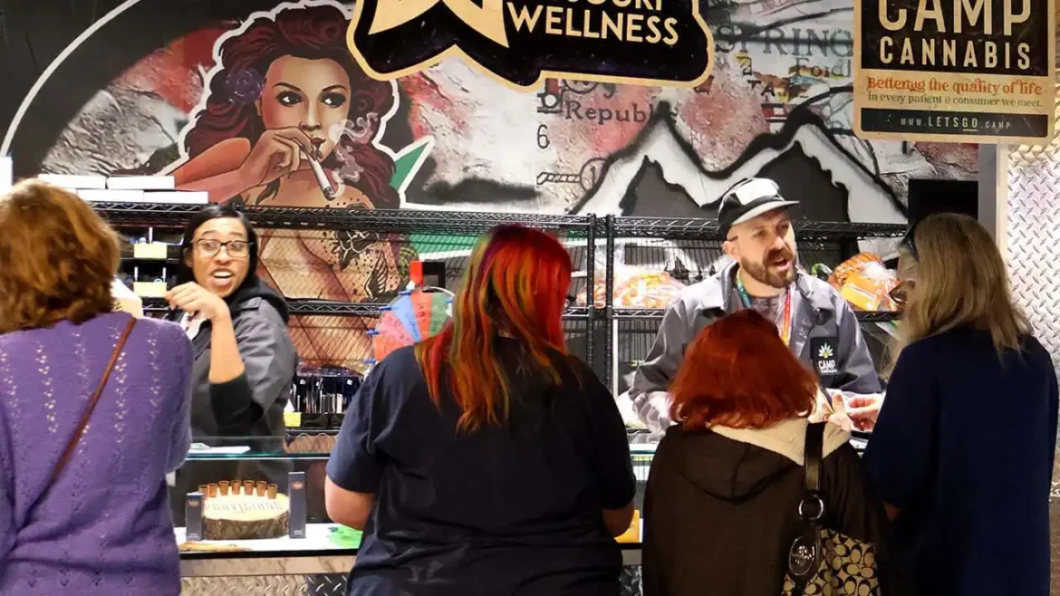 Image of retail staff serving customers on 4/20 at Greenlight Garage in Springfield, Missouri.