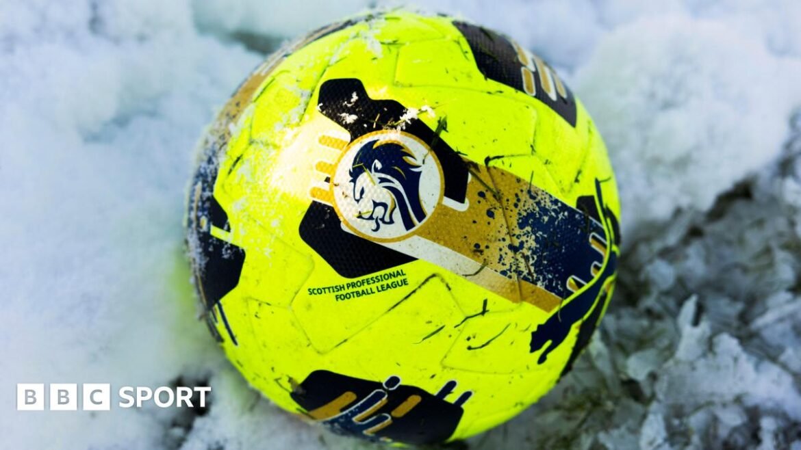 Football in the snow at Aberdeen's training ground
