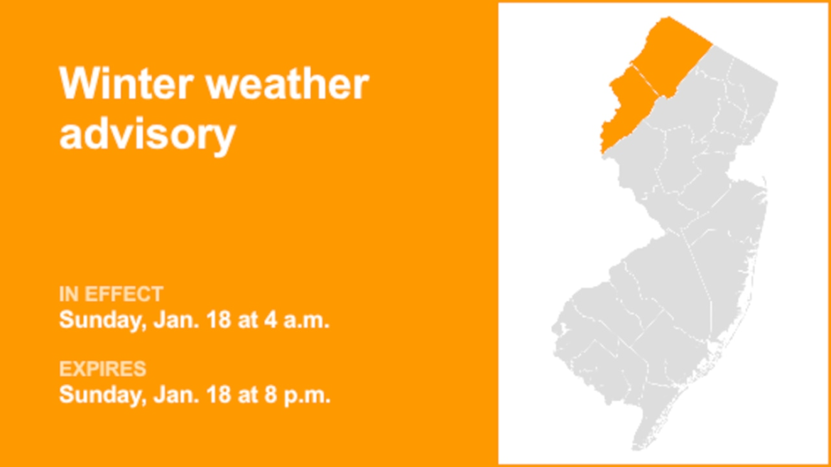 Update: Winter weather advisory for Sussex and Warren counties until Sunday evening
