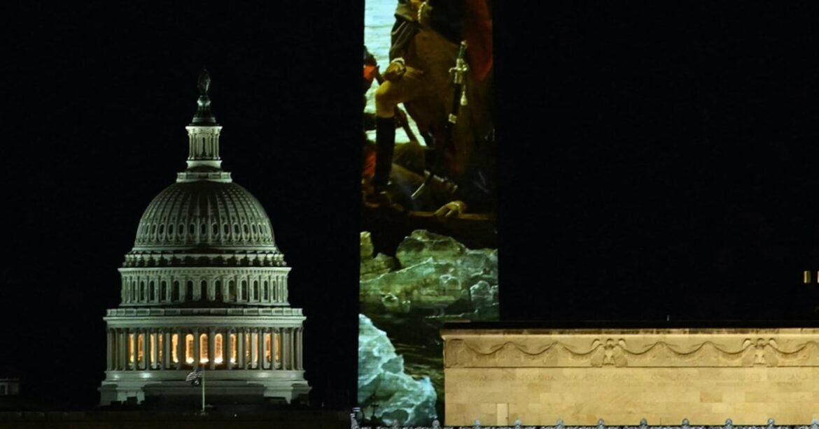 Washington Monument lit up for America's 250th anniversary