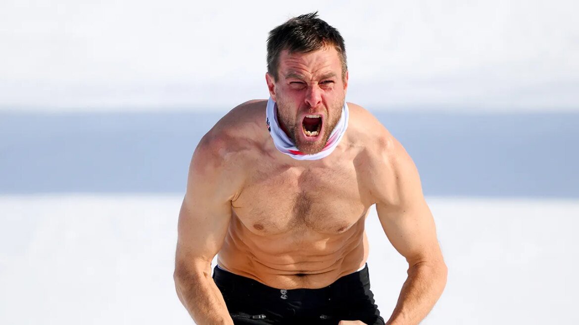 Benjamin Karl strips clothes celebrating snowboard gold medal at Olympics