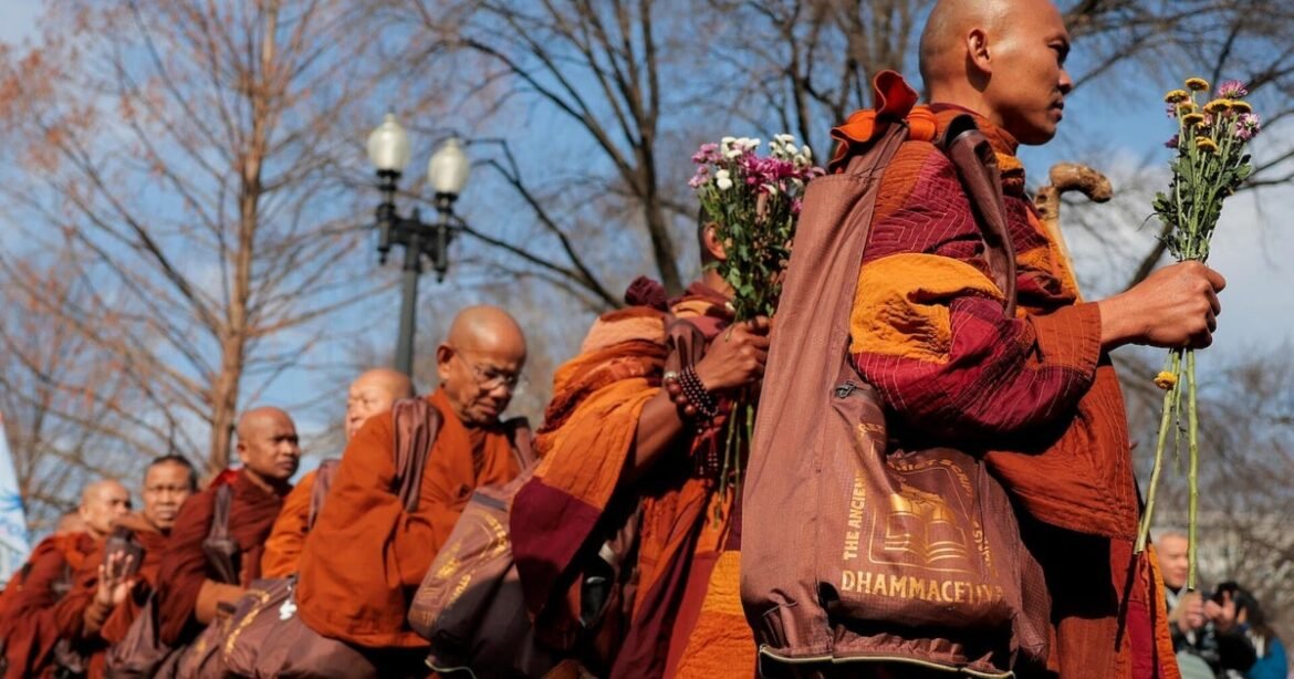 Buddhist monks' 15-week walk for peace that began in Texas ends in D.C.