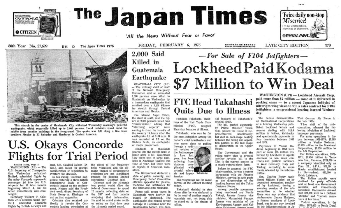 Japan Times 1976: Lockheed paid Kodama $7 million to win deal