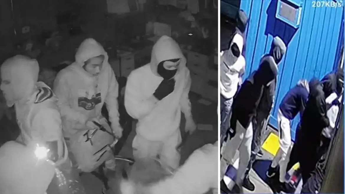 Image of security-camera footage of break-ins at SOG Army