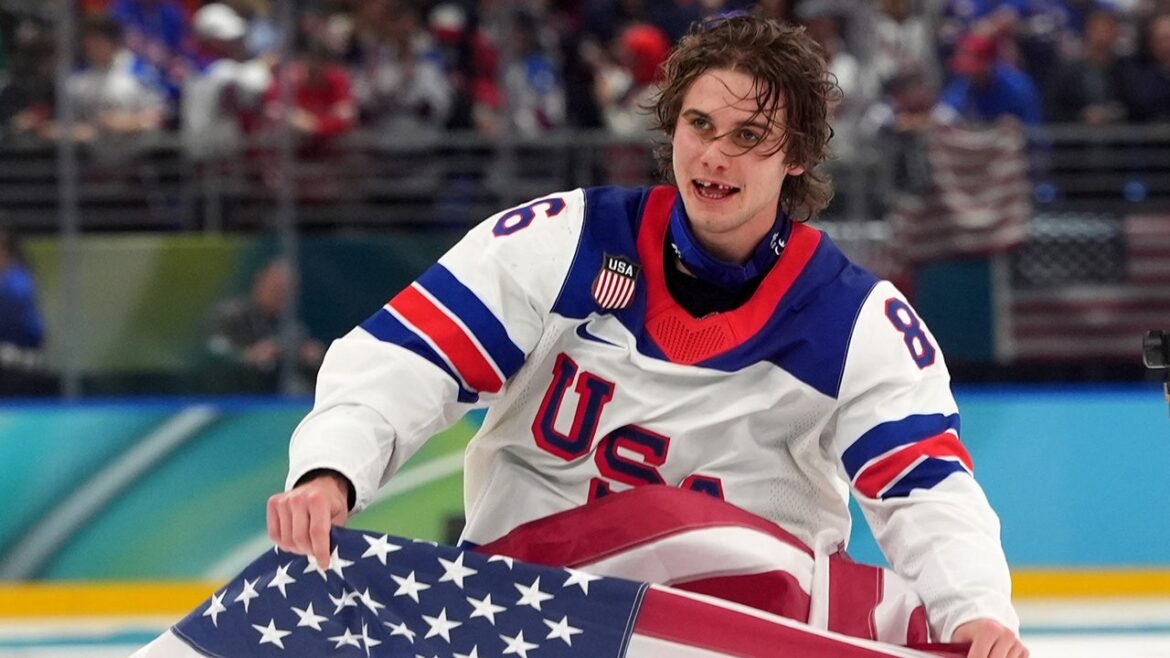 Team USA's Jack Hughes gives patriotic message after winning Olympic gold