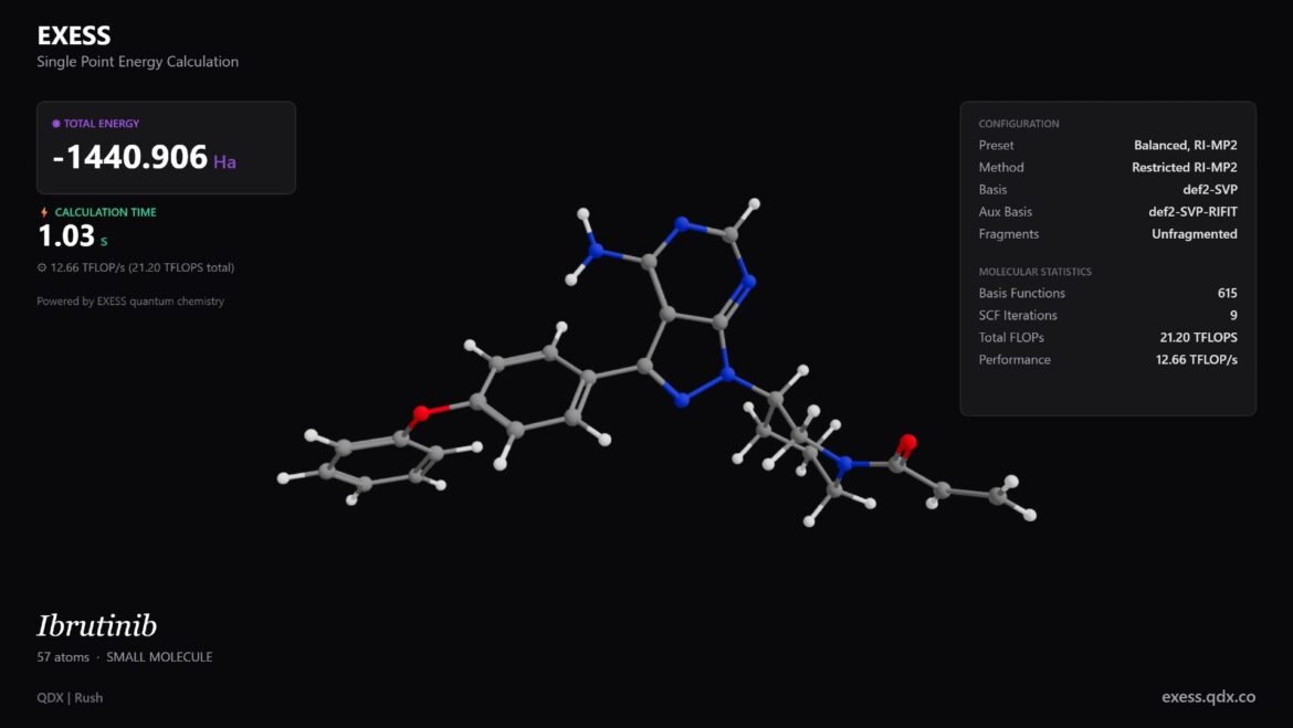 A 3D illustration of a molecule with hexagonal bonds all on a black background