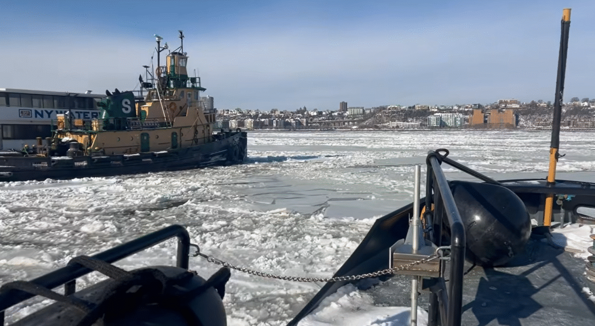 US Coast Guard conducts icebreaking operations...