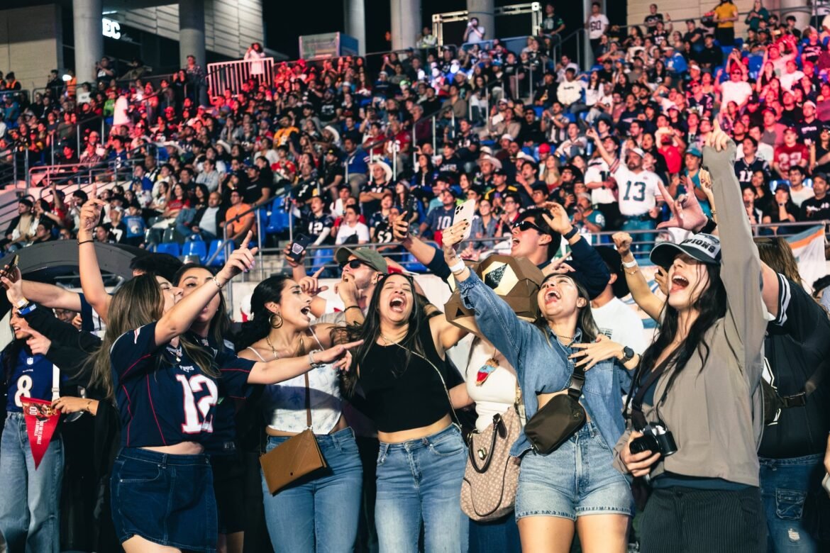 A soccer fan died after falling from a VIP section at Banorte Stadium in Mexico City before a friendly match between Mexico and Portugal. (Pictured: Fans watching Super Bowl LX at the Banorte Stadium with live game broadcast on giant screens, allowing fans to take in every play of the championship and halftime show together as part of the festivities on Sunday, Feb. 8, 2026, in Monterrey, Mexico.) (Alejandra Rajal/AP Content Services for the NFL)