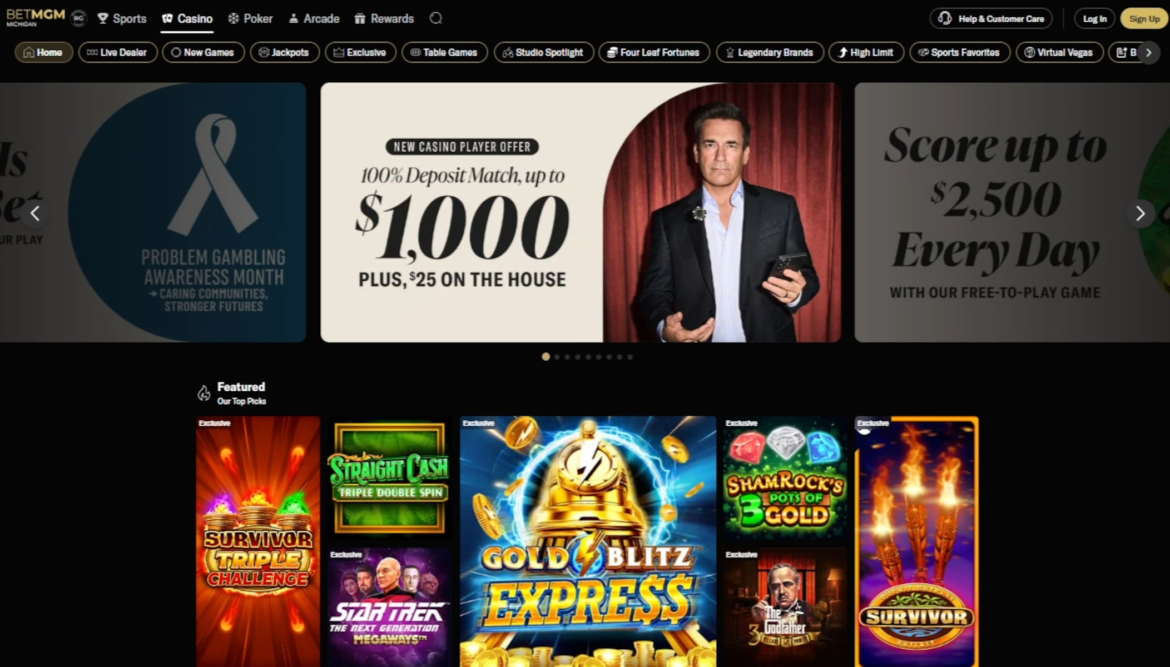 BetMGM Casino promo code NJCOM unlocks $25 in no-deposit credit plus a 100% match up to $1,000.