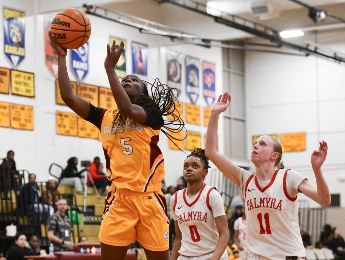 Kezia Brackett (5) of Glassboro shoots the ball during a South Jersey Group 1 quarterfinal girls basketball game against Palmyra at Glassboro High School, Monday, March 2, 2026.