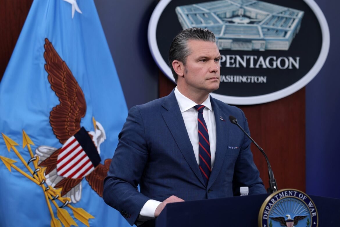 U.S. Secretary of Defense Pete Hegseth listens to questions during a news conference at the Pentagon on March 2, 2026 in Arlington, Virginia. (Photo by Alex Wong/Getty Images)