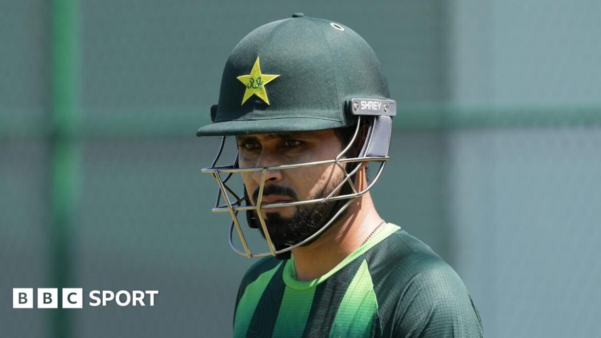 Fakhar Zaman with a glum expression during a training session