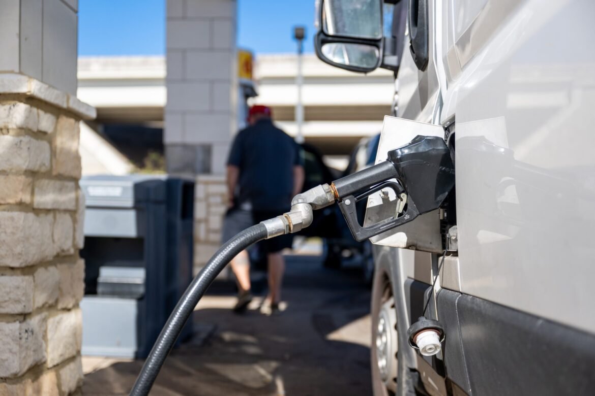 A gas pump is seen in a vehicle on Nov. 26, 2025, in Austin, Texas. Gas prices rose Tuesday after the U.S.-Israel strikes on Iran. (Photo by Brandon Bell/Getty Images)