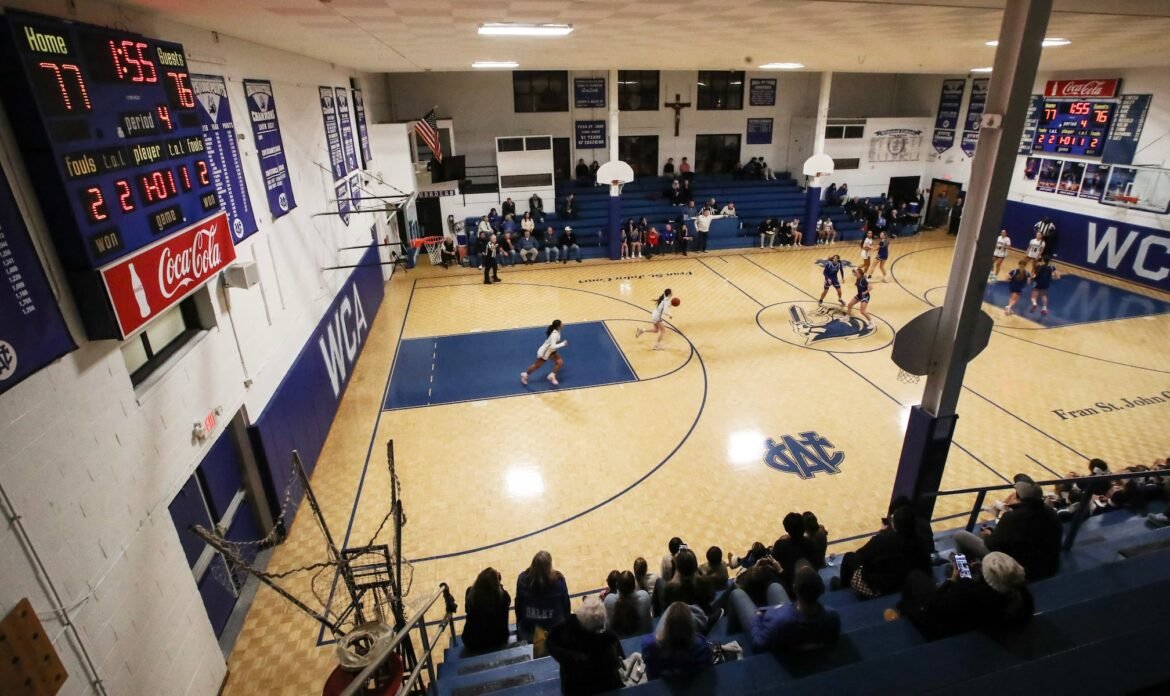 Overview of Fran St. John Court during the NJSIAA South Jersey, Non-Public B girls basketball quarterfinal between Wildwood Catholic and Ranney at Wildwood Catholic Academy in North Wildwood, NJ on 3/2/26.