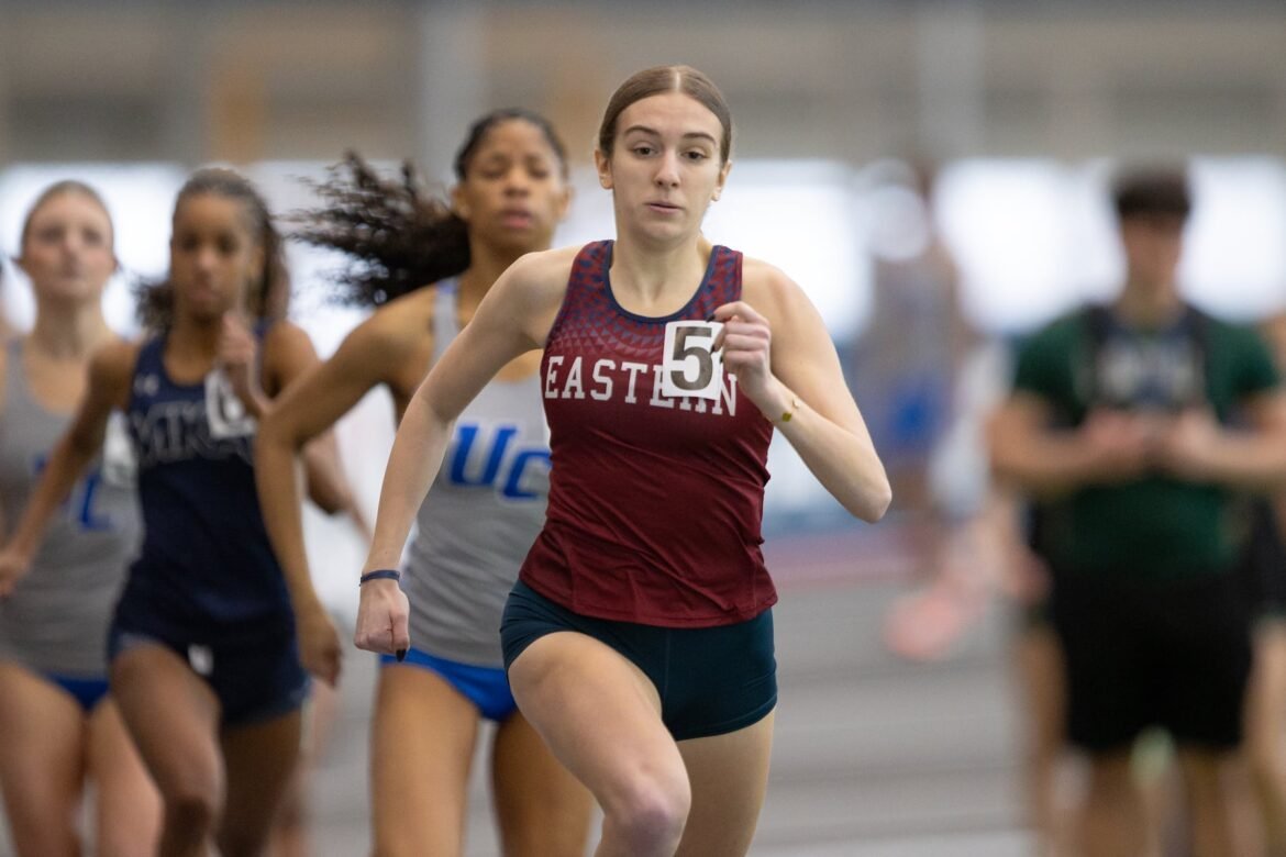Natalie Dumas of Eastern competes in the 400 meter dash during the girls NJSIAA Indoor Track Meet of Champions at the Ocean Breeze Track and Field Complex in Staten Island, NY on Sunday, March 8, 2026.