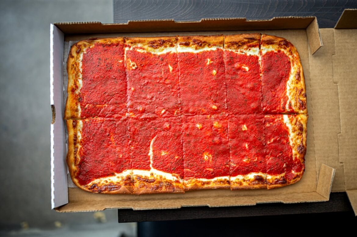 The signature pie. Santucci’s Original Square Pizza is opening Friday in Rio Grande.