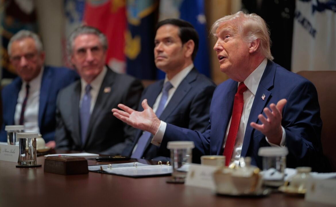 U.S. President Donald Trump speaks during a Cabinet meeting at the White House on March 26, 2026. (Photo by Chip Somodevilla/Getty Images)