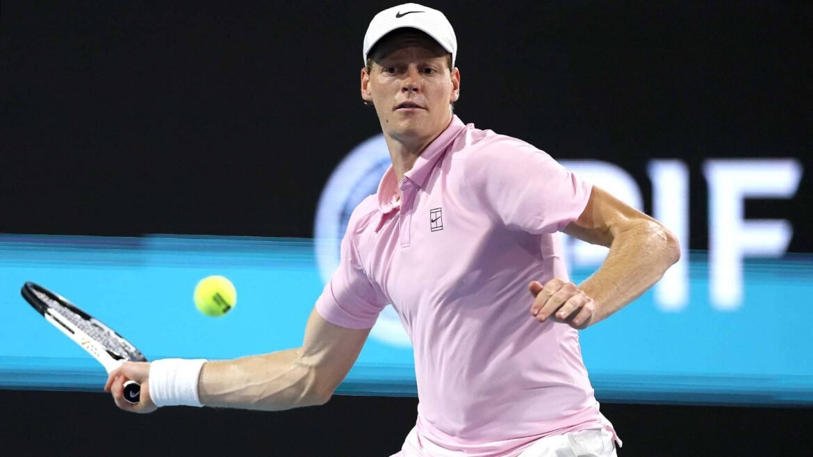 Jannik Sinner in action at the 2026 Miami Open presented by Itau.