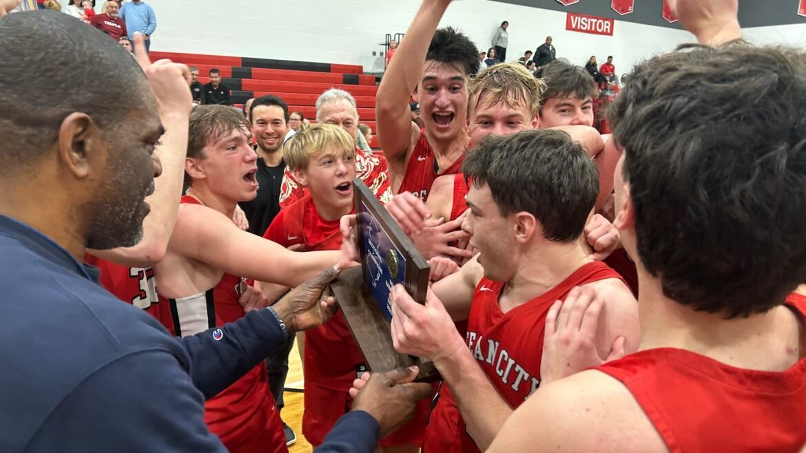 Ocean City celebrates winning the South Jersey Group 3 title for the second year in a row.