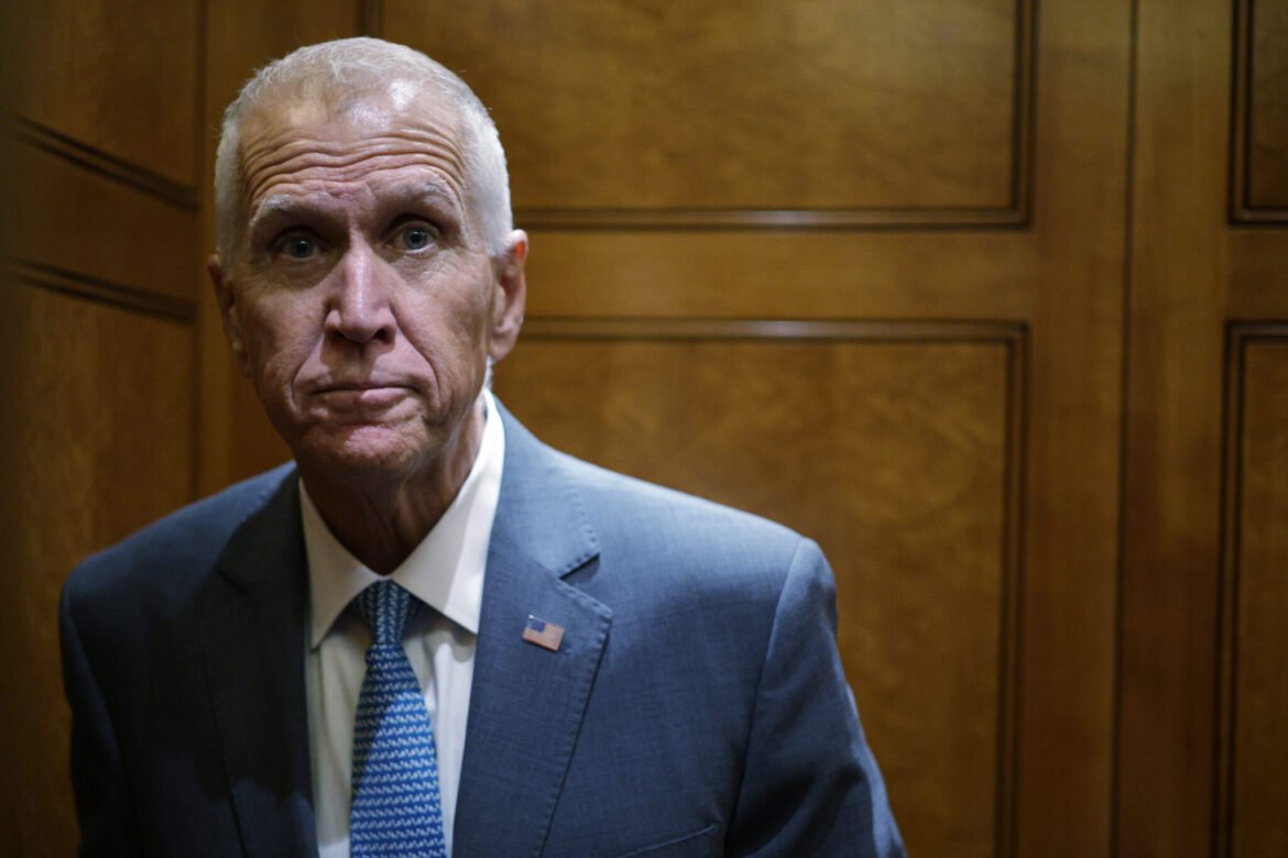 U.S. Sen. Thom Tillis, R-N.C., in an elevator at the U.S. Capitol on June 30, 2025 in Washington, D.C. Tillis had vowed to oppose President Donald Trump’s pick to replace Fed Chair Jerome Powell unless the administration dropped its Fed investigation. (Photo by Alex Wong/Getty Images)