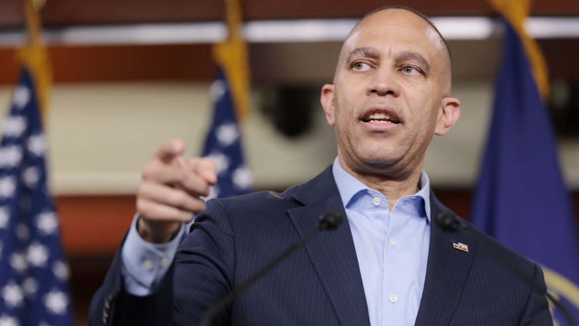 House Minority Leader Jeffries speaks to reporters in the capitol.