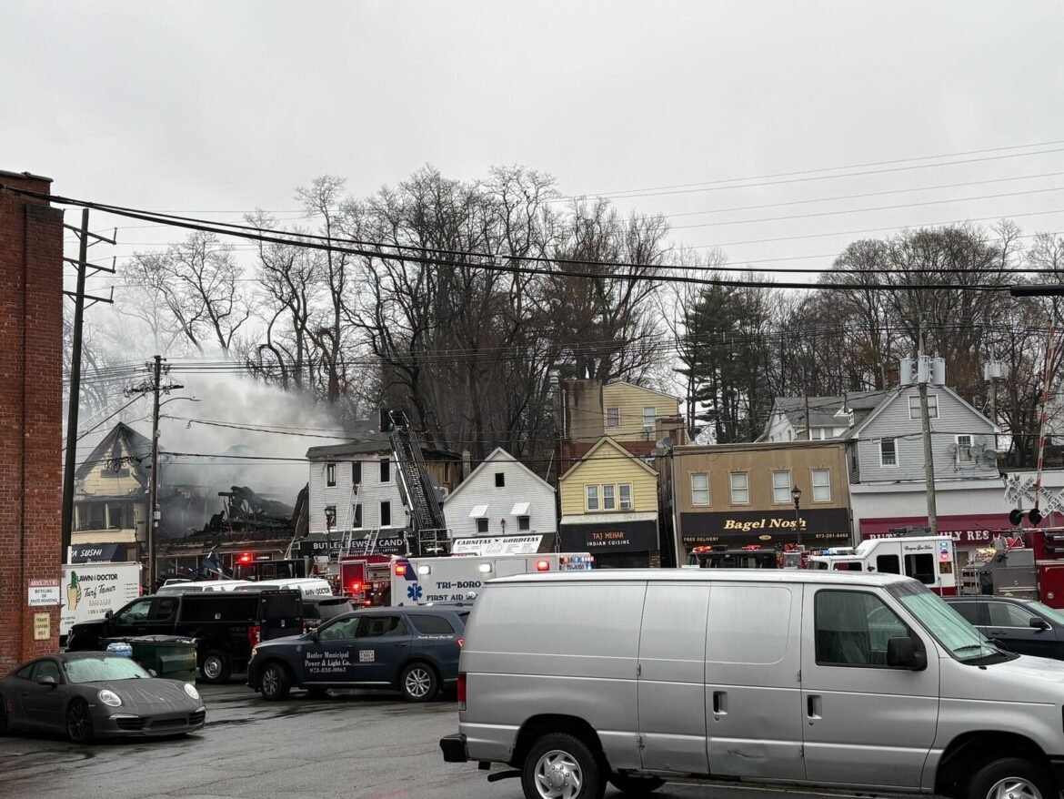 A large fire damaged buildings on Main Street in Butler.