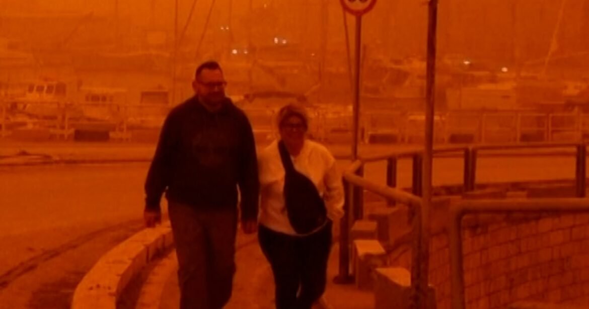 Greece’s Crete island covered by orange haze