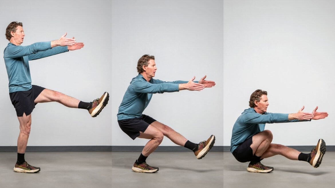 Pistol squats are so challenging, coaches recommend working your way up to them through a progression of other movements as you get stronger.