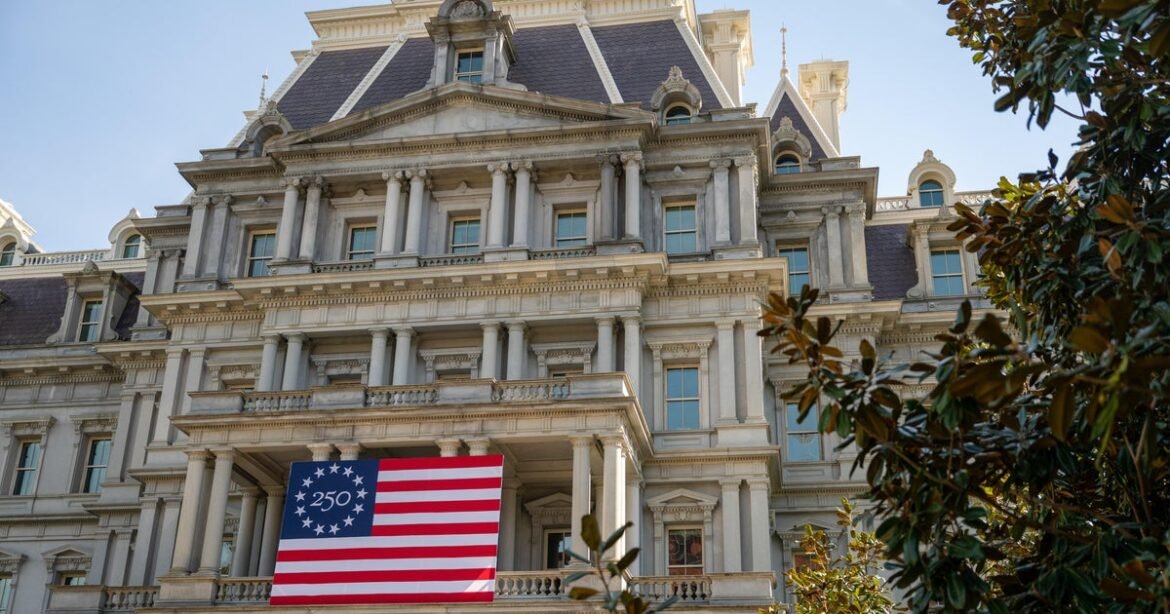 Trump proposes covering executive office building's gray stone facade with white paint