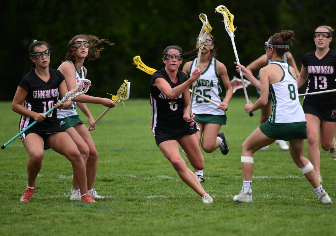 Kiersten Huber (8) of Cinnaminson moves the ball during a girls lacrosse game against Seneca at Cinnaminson High School in Cinnaminson, NJ, Wednesday, April 29, 2026.