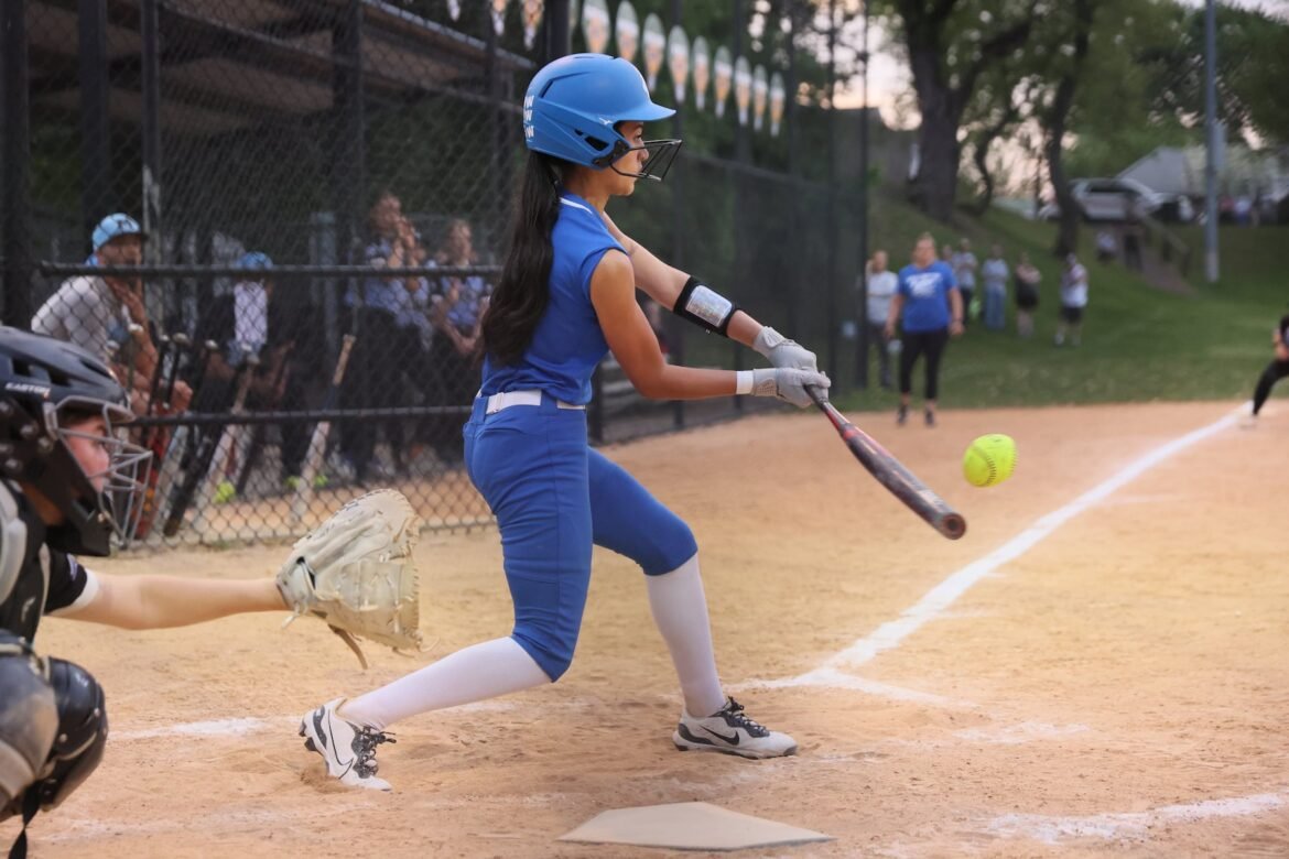 Melany Campos (31) of Wallington connects during the softball game between Wallington and Mahwah at Dul Field in Wallington on May 3, 2025. 