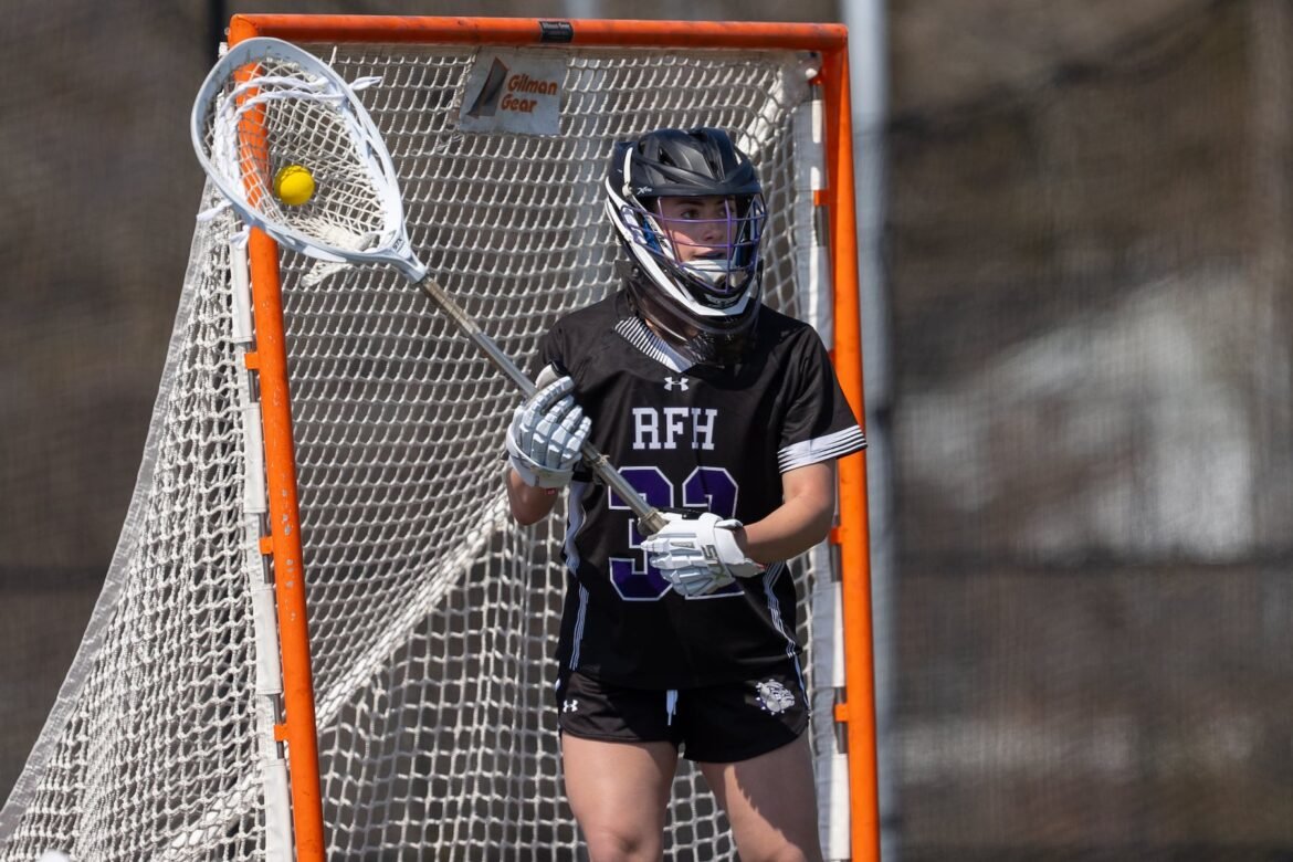 Sydney Kiernan (32) of Rumson-Fair Haven passes the ball against Westfield at Rumson-Fair Haven High School in Rumson, NJ on Saturday, April 4, 2026.