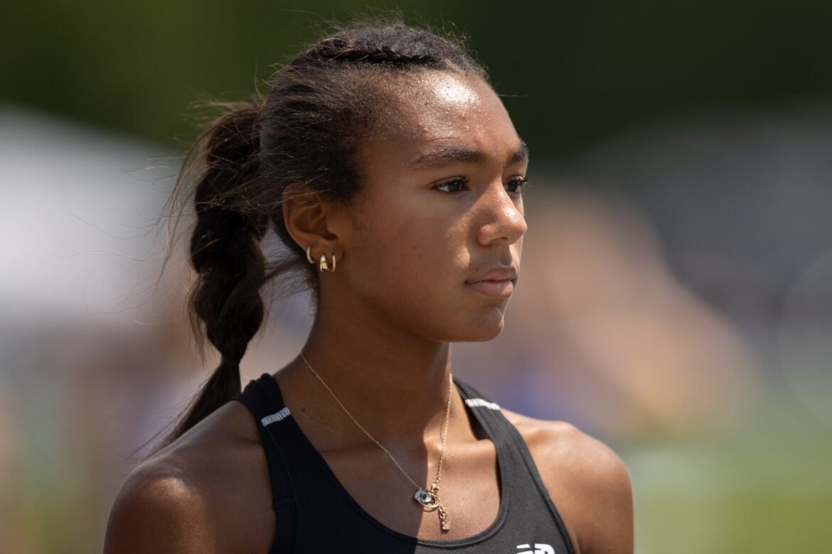 Paige Sheppard of Union Catholic gets set for heat 3 of the girls 1600 meter run NPA on day 2 of the NJSIAA Non-Public A Track Meet at Stockton University in Galloway, NJ on Saturday, May 31, 2025.