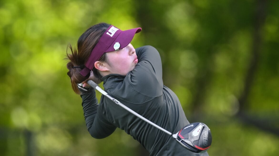 Taiyoung Cha of Leonia hits a tee shot during the Bergen County Championships at Rockleigh Golf Course in Rockleigh, NJ on Wednesday, April 29, 2026