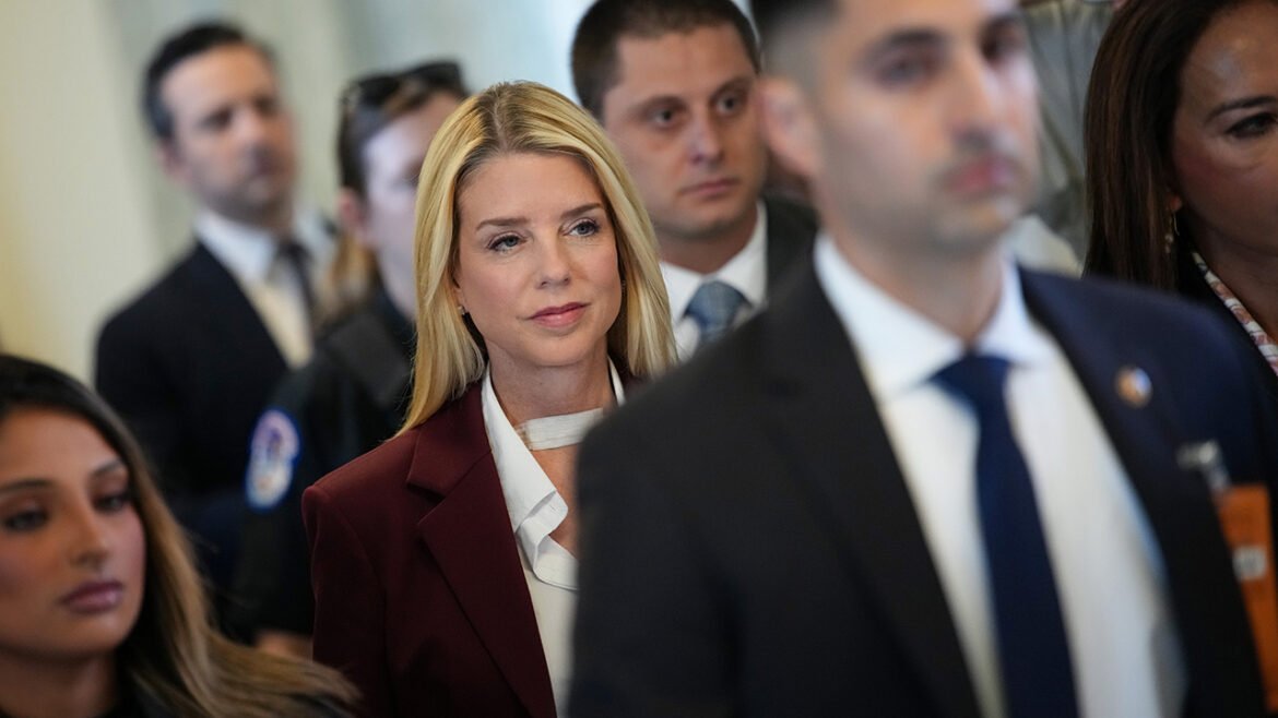 Pam Bondi Walking with Bandage on her Neck