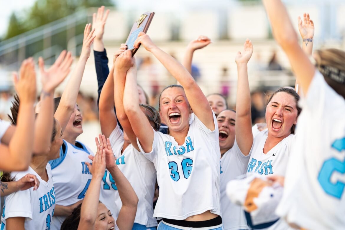 Notre Dame celebrates with the trophy after defeating Allentown in the Colonial Valley Conference Tournament Final between Allentown and Notre Dame at Allentown High School in Allentown, NJ on 5/15/26.