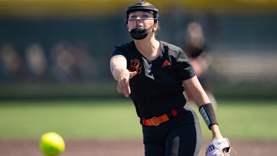 Gianna Gomez (7) of Barnegat pitches against Pinelands at Adventure Sports and Entertainment in Jackson, NJ on Saturday, April 18, 2026.