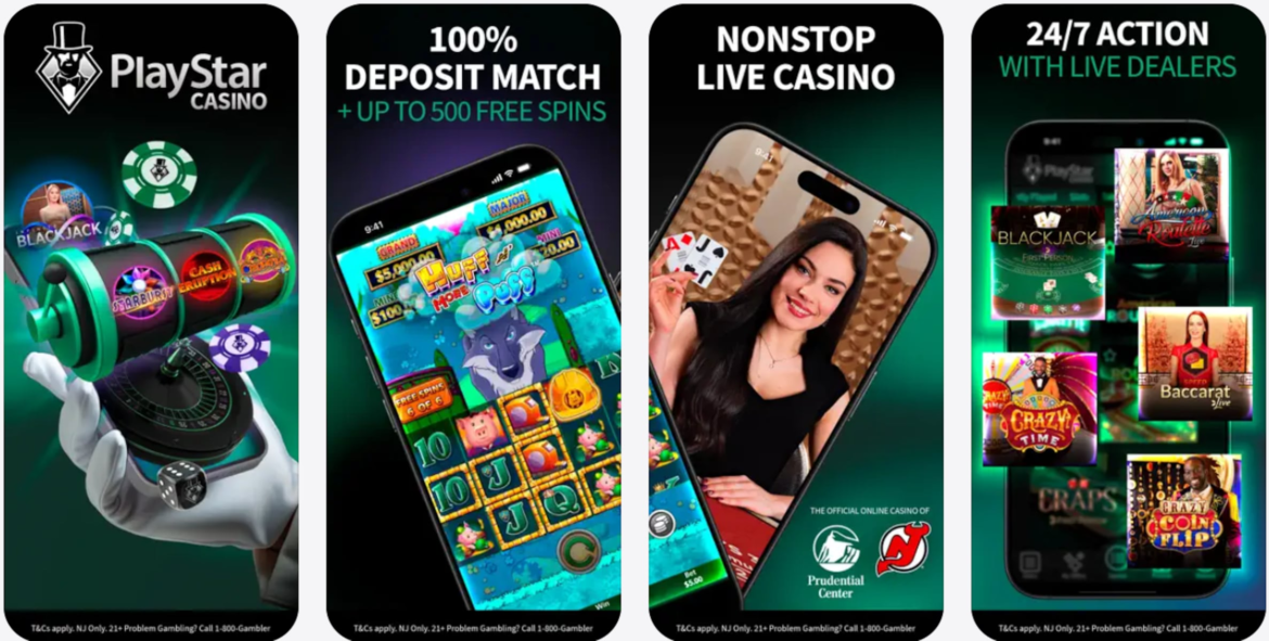 Screenshot of the PlayStar Casino app