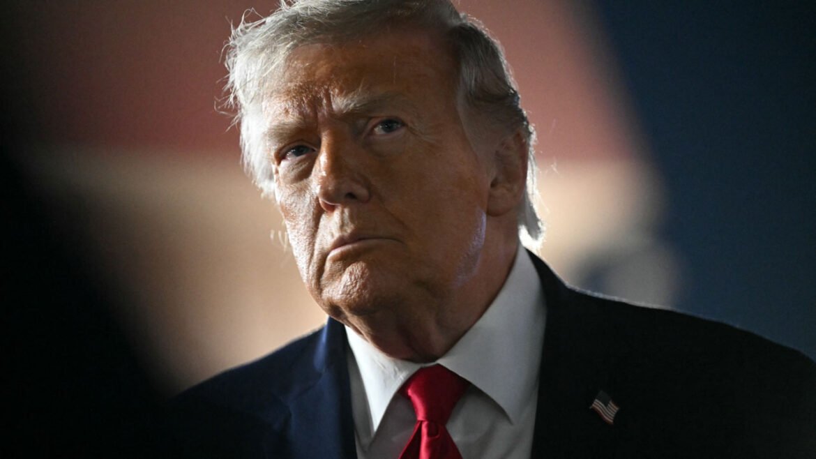 Close-up of an intense Donald Trump.